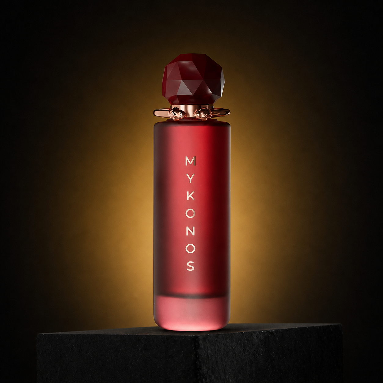 Aphrodite — Mykonos em cenário editorial premium preto e dourado