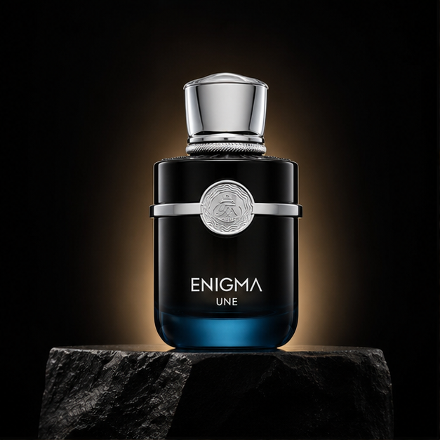 Enigma Une — French Avenue em cenário editorial premium preto e dourado
