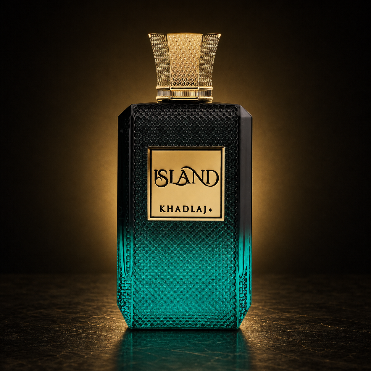 Island da Khadlaj em cenário editorial preto e dourado