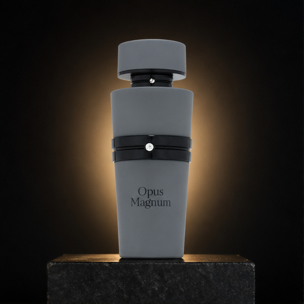 Opus Magnum — French Avenue em cenário editorial premium preto e dourado