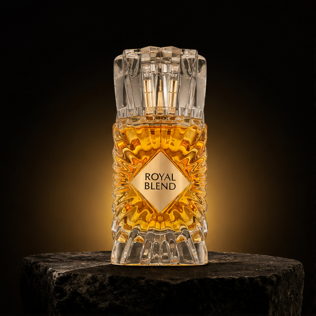 Royal Blend — French Avenue em cenário editorial premium preto e dourado