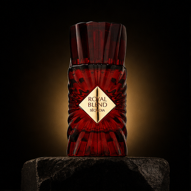 Royal Blend Sequoia — French Avenue em cenário editorial premium preto e dourado