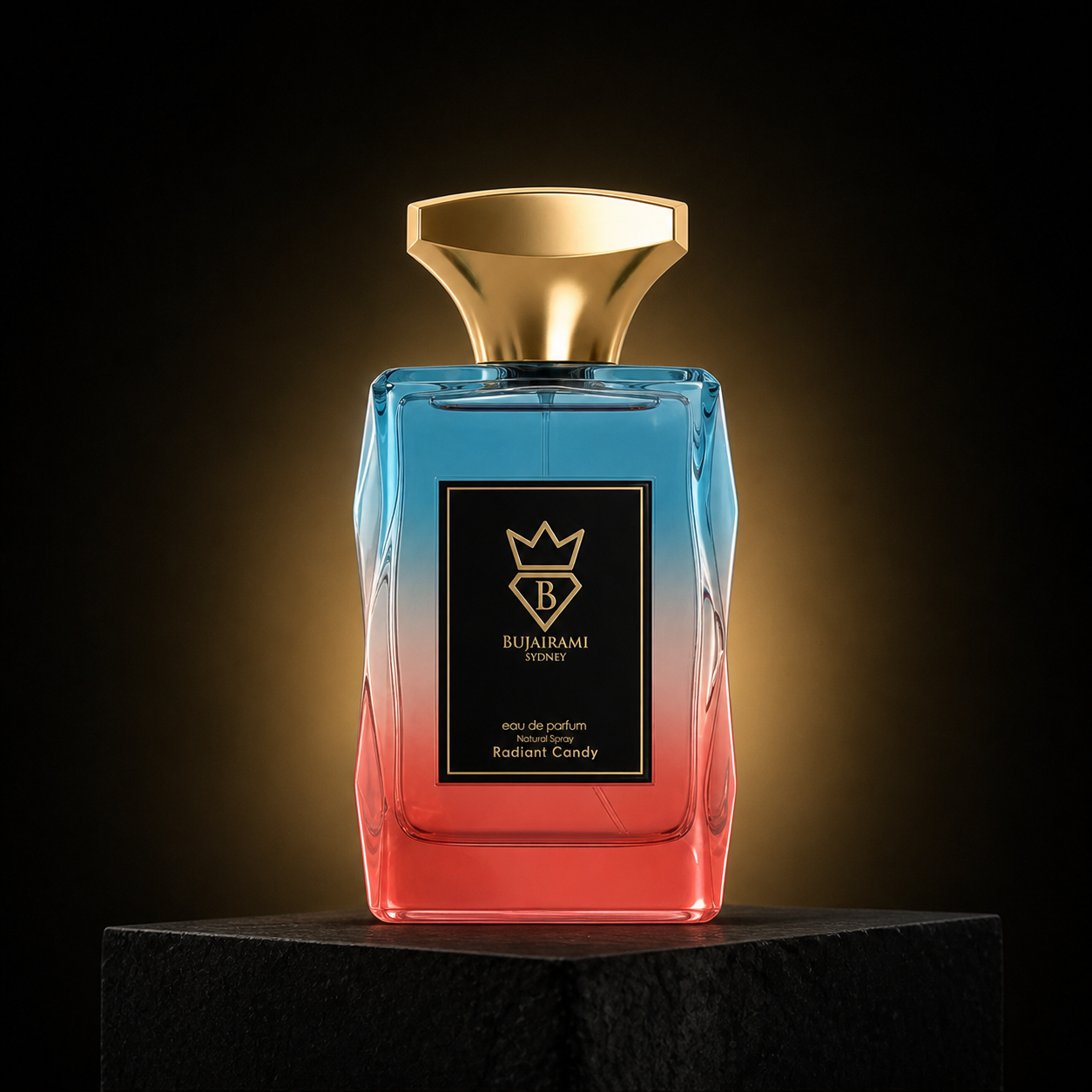 Unforgettable — Bujairami em cenário editorial premium preto e dourado