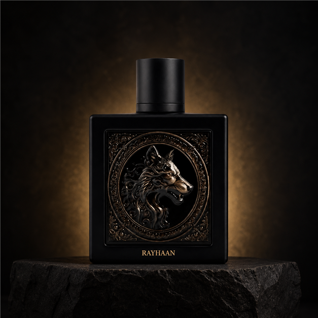 Wolf — Rayhaan em cenário editorial premium preto e dourado