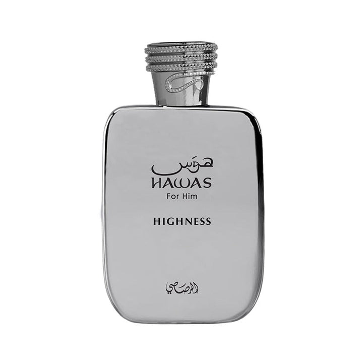 Hawas Highness — Rasasi — frasco do perfume em fundo branco