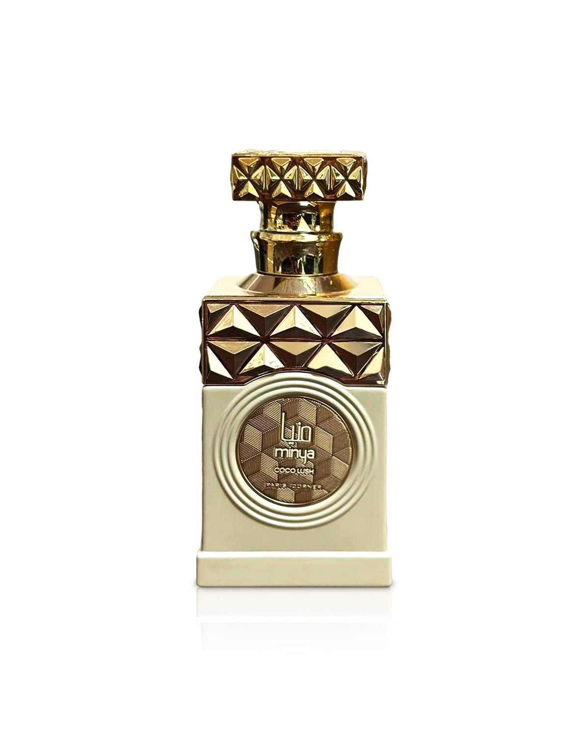 Minya Coco Lush — Paris Corner — frasco do perfume em fundo branco