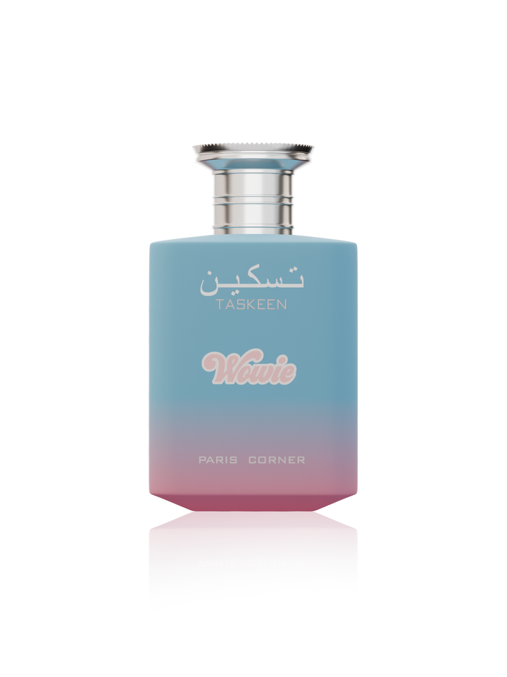 Taskeen Wowie — Paris Corner — frasco do perfume em fundo branco