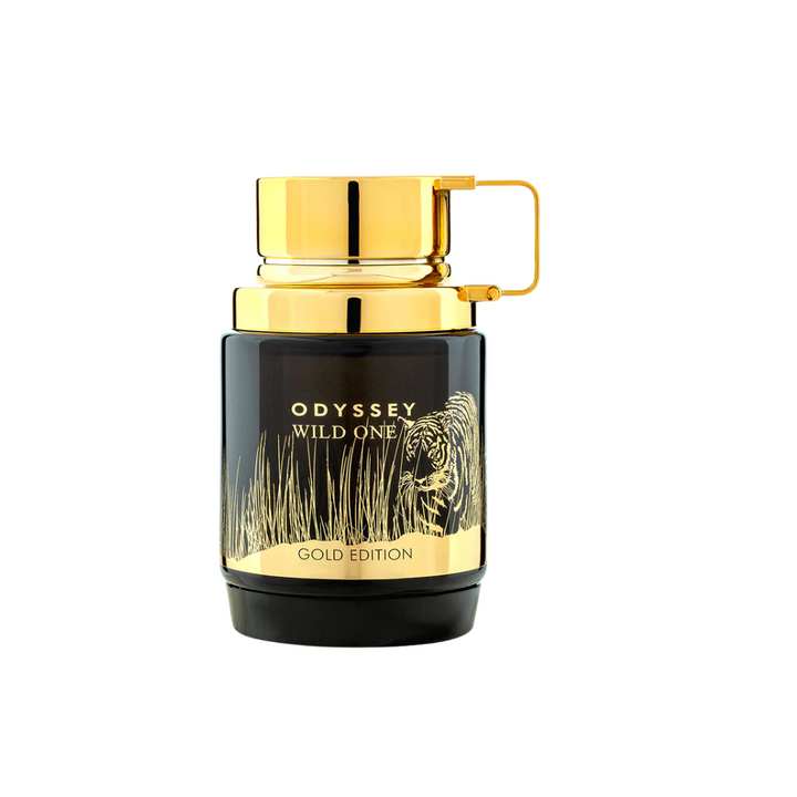 Odyssey Wild One Gold Edition — Armaf — frasco do perfume em fundo branco