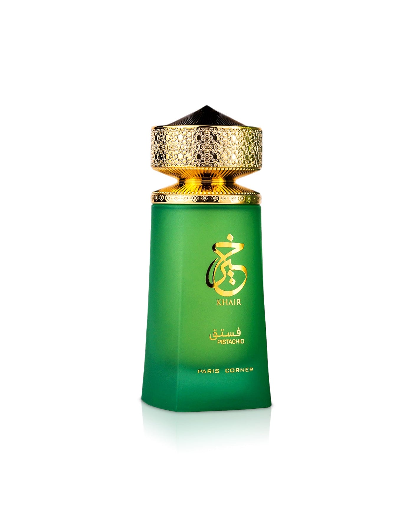 Khair Pistachio — Paris Corner — frasco do perfume em fundo branco