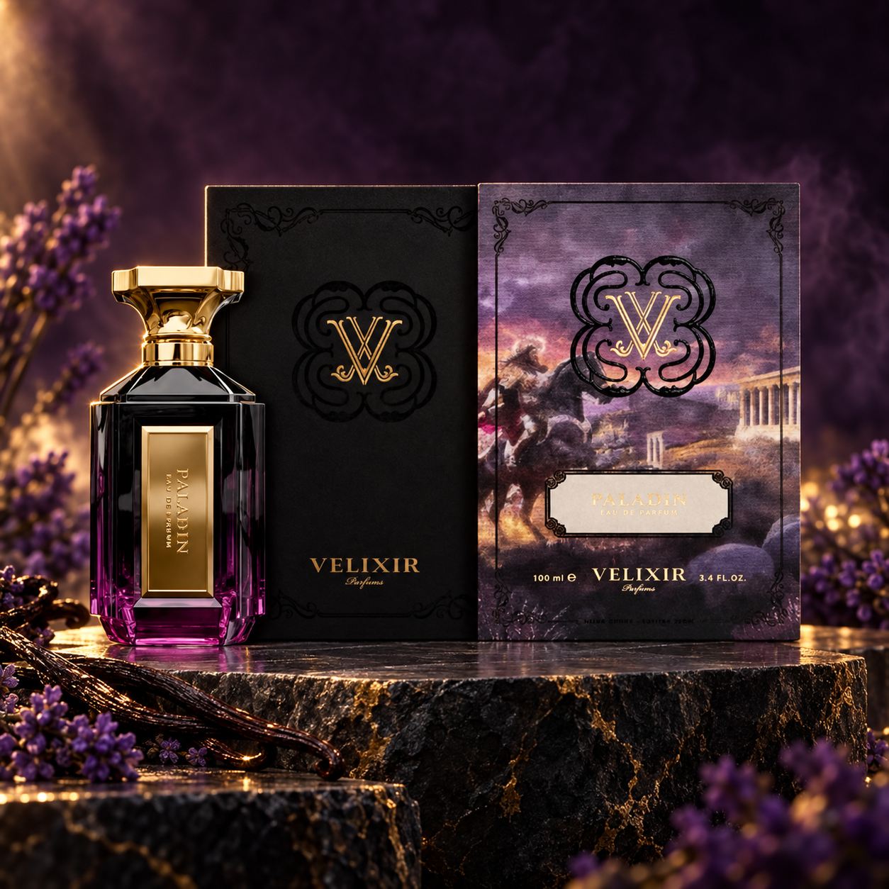 Paladin — Velixir — frasco e caixa, imagem editorial