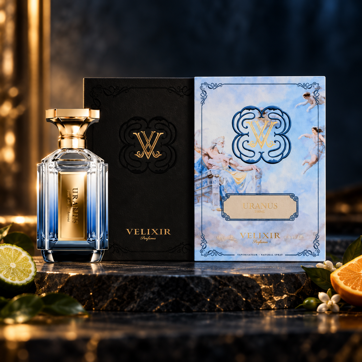 Uranus — Velixir — frasco e caixa, imagem editorial