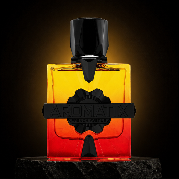 Aromatix Forbidden Fruit — French Avenue em cenário editorial premium preto e dourado