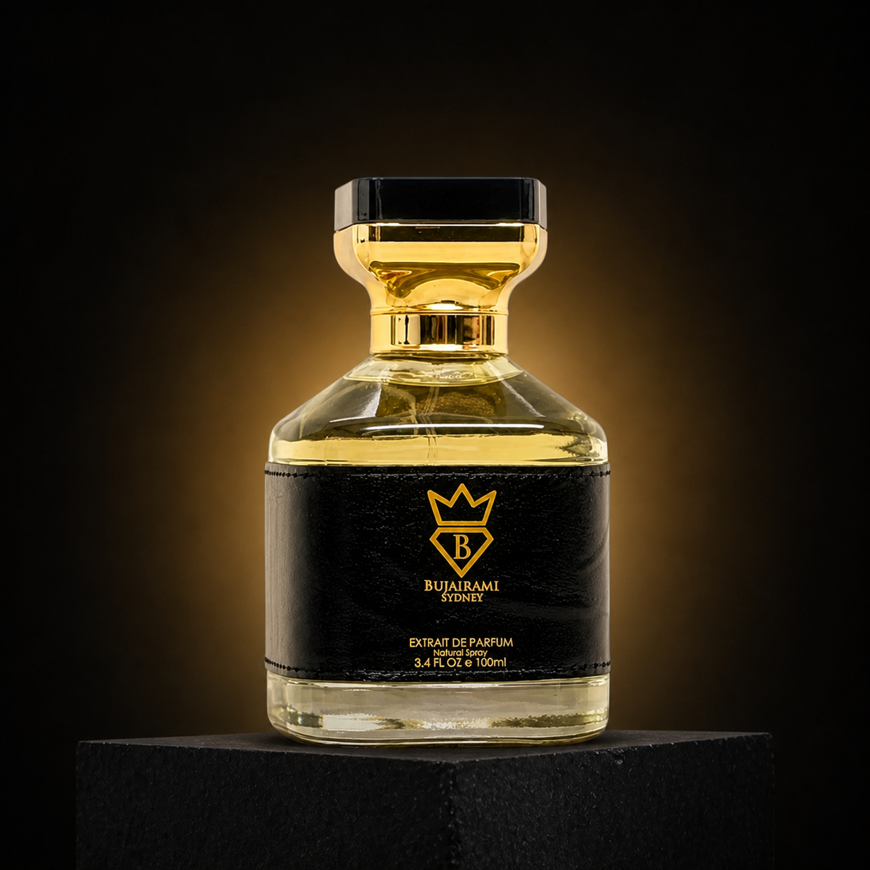 Kingsman — Bujairami em cenário editorial premium preto e dourado
