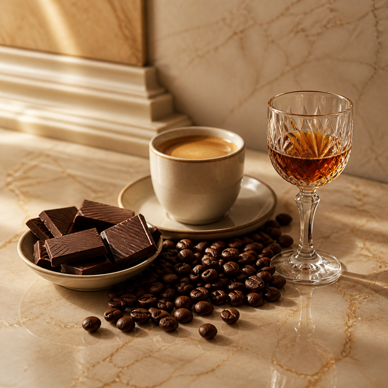 Café, chocolate e licor, notas de coração de Mocha Latte