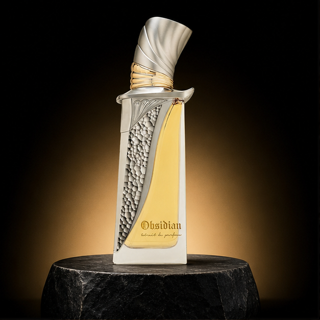 Obsidian — French Avenue em cenário editorial premium preto e dourado