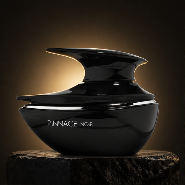 Pinnace Noir — French Avenue em cenário editorial premium preto e dourado