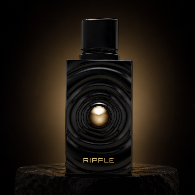 Ripple — French Avenue em cenário editorial premium preto e dourado