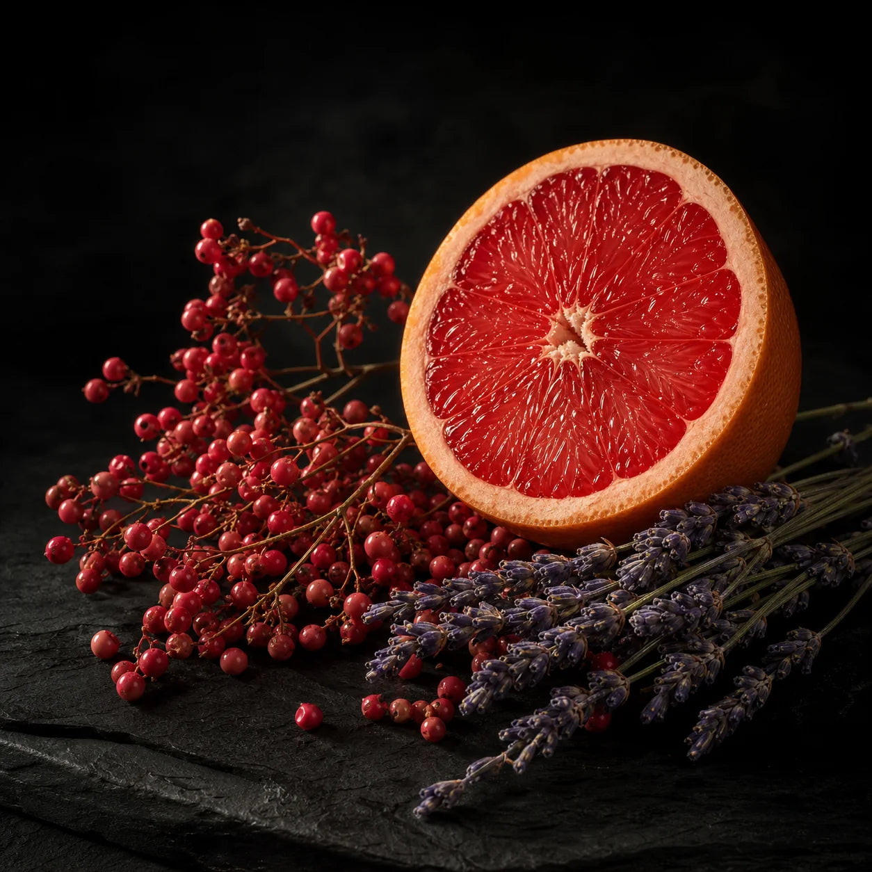 Pimenta rosa, toranja e lavanda, notas de saída de Shiyaaka Shadow