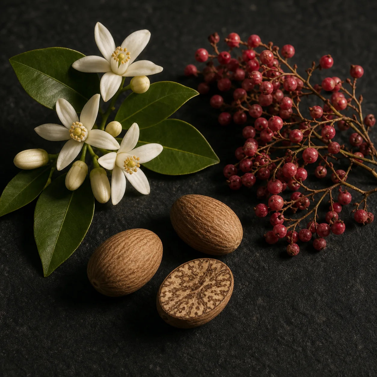 Néroli, noz-moscada e pimenta rosa, notas de coração de Shiyaaka Snow