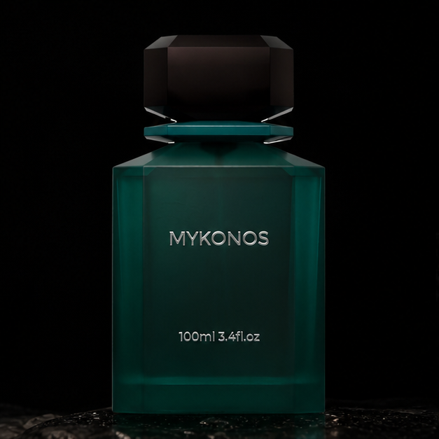 Sorrento — Mykonos em cenário editorial premium preto e dourado