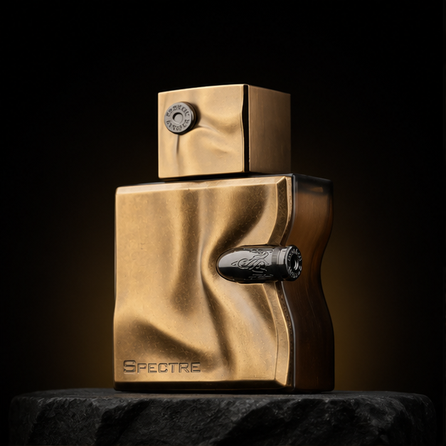 Spectre — French Avenue em cenário editorial premium preto e dourado