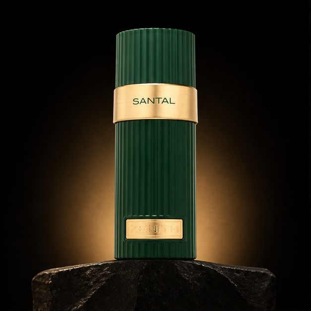 Zenith Santal — French Avenue em cenário editorial premium preto e dourado